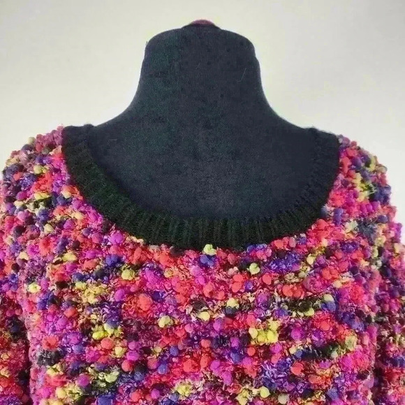 Ruby Rd Medium Brightly Colored Scoop Neck Rich Boucle Knit Sweater 3/4 Sleeves - Picture 3 of 8